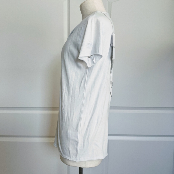 Zadig & Voltaire Tee Tunisien MC Skull V-Neck Short Sleeve Metallic Grey M NWT - Picture 11 of 16